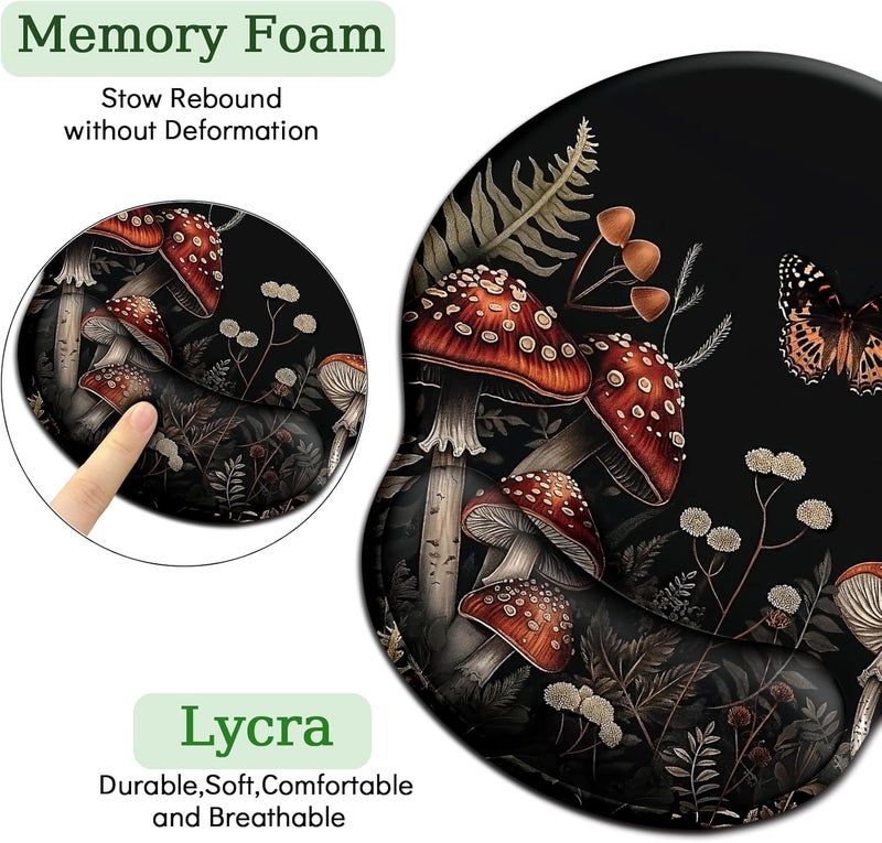 LIMKRIAN Mushroom Mouse Pad with Wrist Rest, Ergonomic Mouse Pad Wrist Support with Non-Slip Pain Relief PU Base, Funny Gaming Computer Mousepad, Cute Office Supplies Home Desk Accessories Decor - Image 5